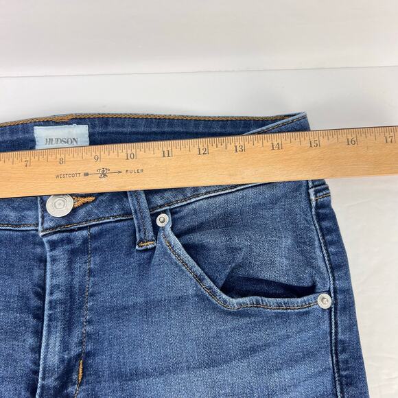 Hudson Bacara Straight Flood Split Raw Cuff Flap Pockets Women's Blue Jeans 27 - Picture 13 of 15